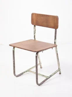Pamono Vintage Plywood & Steel School Chair, 1970s Hot