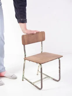 Pamono Vintage Plywood & Steel School Chair, 1970s Hot