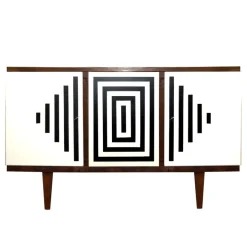 Pamono Vintage Polish Cabinet with Op Art Motif, 1960s Online