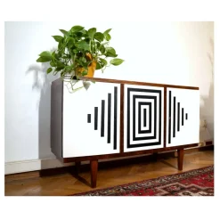Pamono Vintage Polish Cabinet with Op Art Motif, 1960s Online