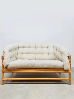 Pamono Vintage Rattan Bamboo Lounge Sofa, 1970s New