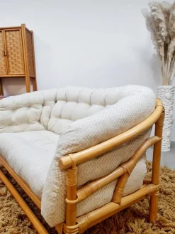 Pamono Vintage Rattan Bamboo Lounge Sofa, 1970s New