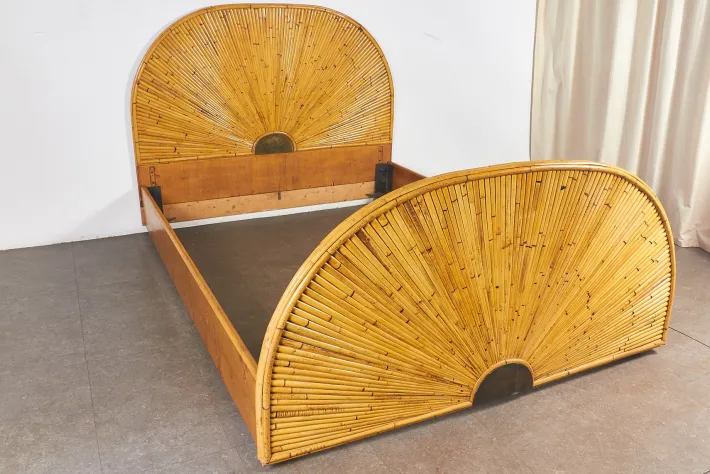 Pamono Vintage Rattan Bed by Gabriella Crespi, 1970s Sale