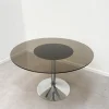 Pamono Vintage Round Chrome and Glass Table Hot