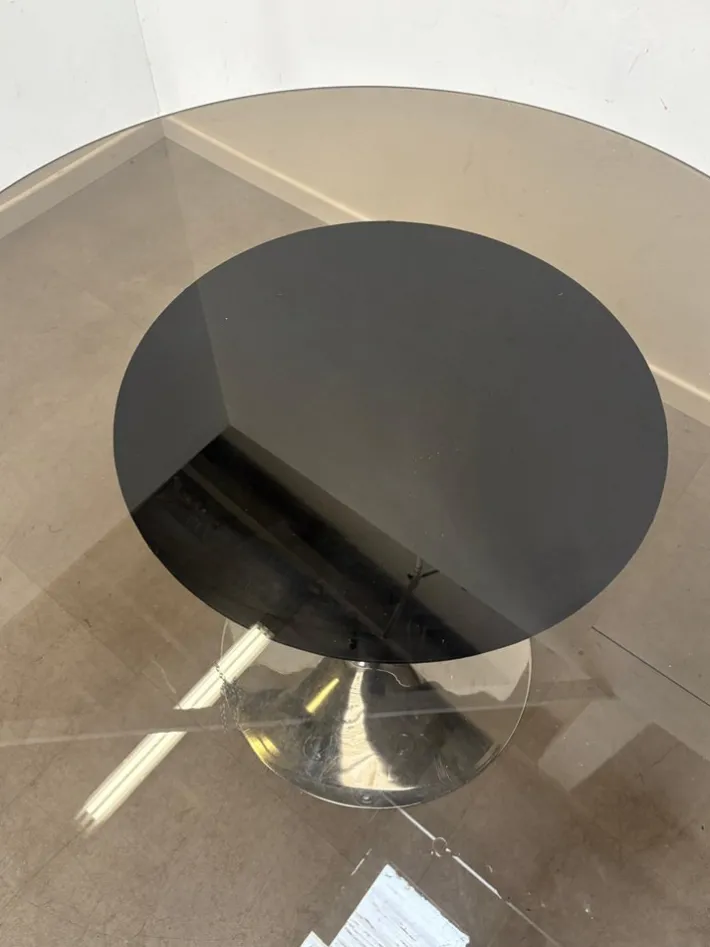 Pamono Vintage Round Chrome and Glass Table Hot