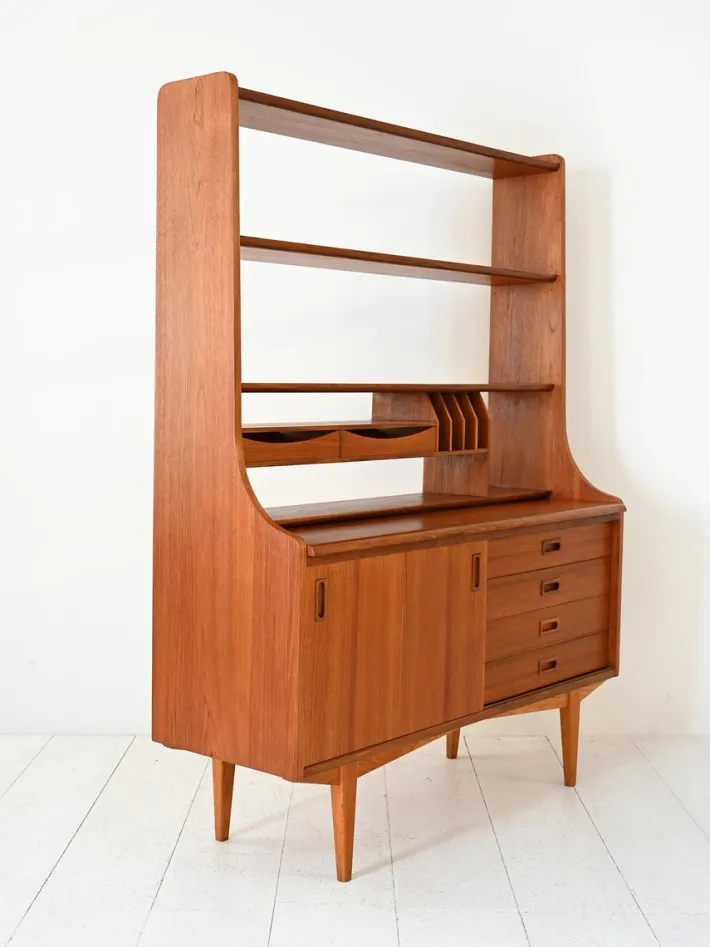 Pamono Vintage Scandinavian Bookcase with Sideboard, 1950s Sale