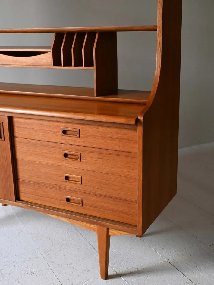 Pamono Vintage Scandinavian Bookcase with Sideboard, 1950s Sale