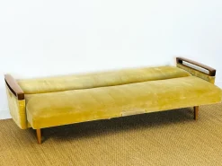 Pamono Vintage Scandinavian Teak and Velvet Convertible Sofa and Armchair, 1960s, Set of 2 Hot