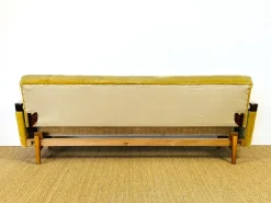 Pamono Vintage Scandinavian Teak and Velvet Convertible Sofa and Armchair, 1960s, Set of 2 Hot