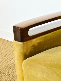 Pamono Vintage Scandinavian Teak and Velvet Convertible Sofa and Armchair, 1960s, Set of 2 Hot