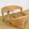 Pamono Vintage Sculptural Lotus Meditation Chair and Half-Moon Table in Rattan, 1970s, Set of 2 Outlet