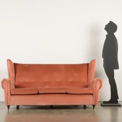 Pamono Vintage 3-Seater Velvet Sofa, Italy, 1950s Sale