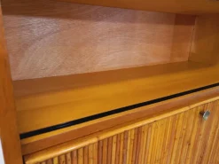 Pamono Vintage Secretary in Rattan and Light Wood by Adrien Audoux & Frida Minet, 1960s Sale