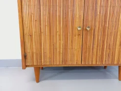 Pamono Vintage Secretary in Rattan and Light Wood by Adrien Audoux & Frida Minet, 1960s Sale