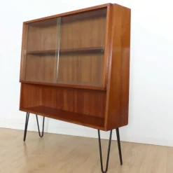 Pamono Vintage Showcase Cabinet with Shelf and Glass Sliding Doors Outlet