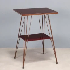 Pamono Vintage Side Table with Metal Frame and Double Glass Top, 1960s