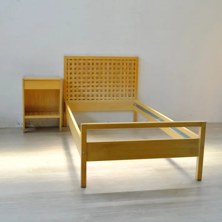 Pamono Vintage Single Bed with Nightstand Ottenby from Ikea, 1980s, Set of 2