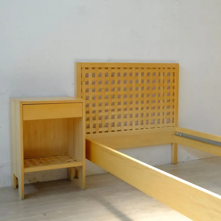 Pamono Vintage Single Bed with Nightstand Ottenby from Ikea, 1980s, Set of 2