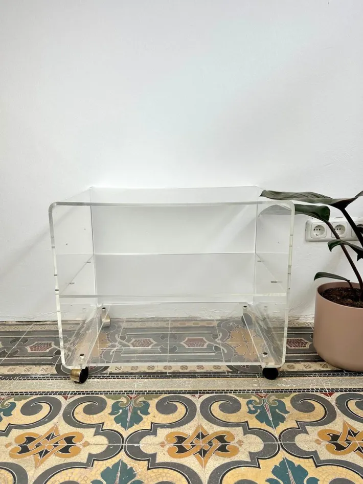 Pamono Vintage Space Age Acrylic Record Cart, 1960s Outlet
