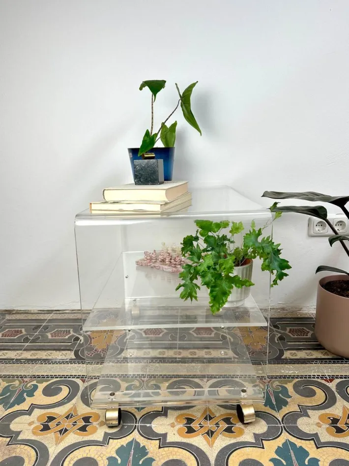 Pamono Vintage Space Age Acrylic Record Cart, 1960s Outlet