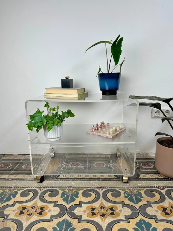 Pamono Vintage Space Age Acrylic Record Cart, 1960s Outlet