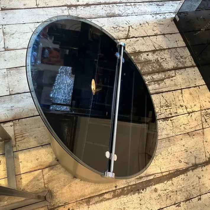 Pamono Vintage Space Age Steel and Glass Bar Cart by Claudio Salocchi for Luigi Sormani, 1970s New