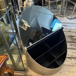 Pamono Vintage Space Age Steel and Glass Bar Cart by Claudio Salocchi for Luigi Sormani, 1970s New