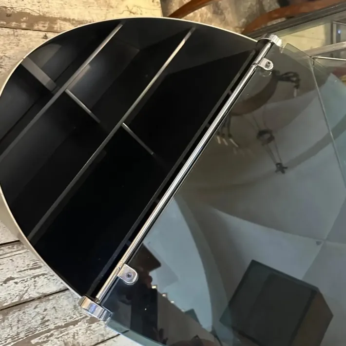 Pamono Vintage Space Age Steel and Glass Bar Cart by Claudio Salocchi for Luigi Sormani, 1970s New