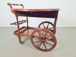 Pamono Vintage Spindle Bar Cart in Wood, France, 1970s Hot