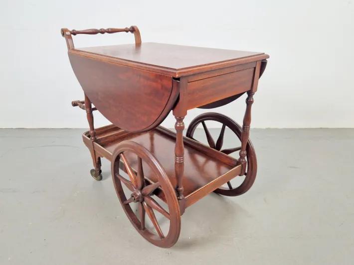 Pamono Vintage Spindle Bar Cart in Wood, France, 1970s Hot