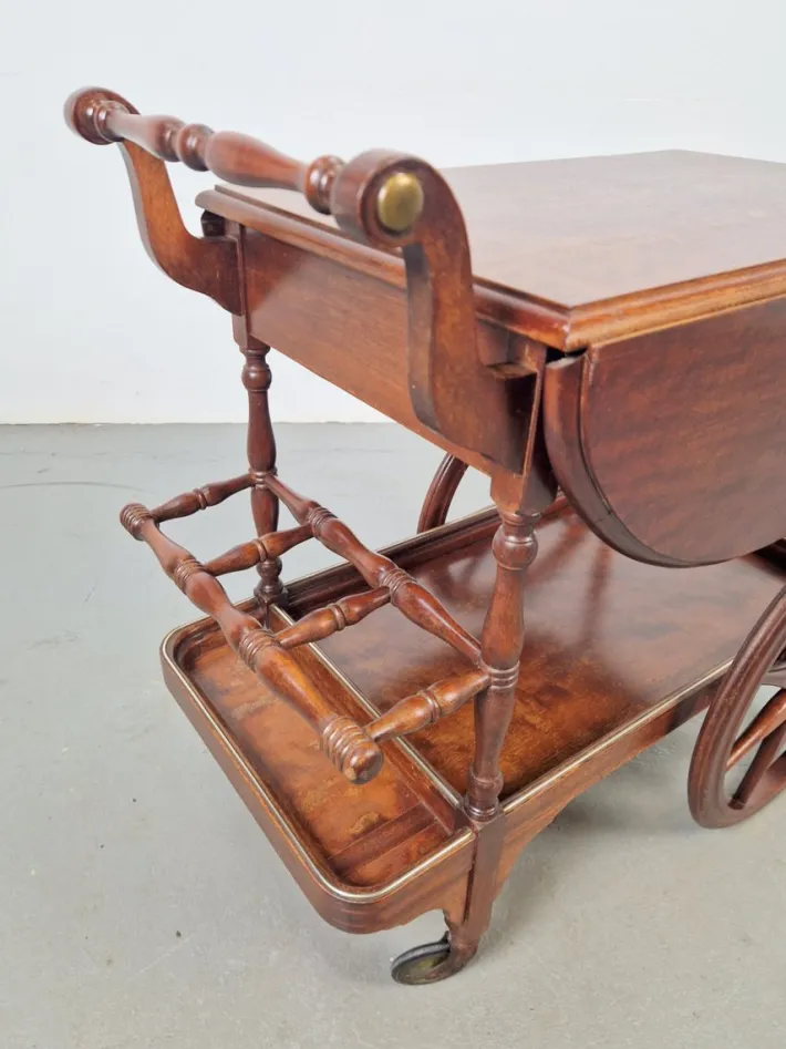 Pamono Vintage Spindle Bar Cart in Wood, France, 1970s Hot