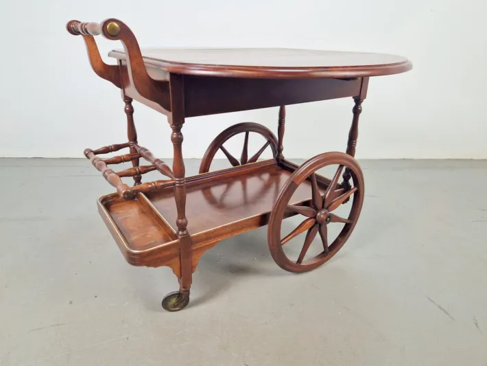 Pamono Vintage Spindle Bar Cart in Wood, France, 1970s Hot