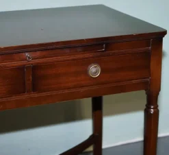 Pamono Vintage Strongbow Game Writing Desk with Pull Out Tray with Leather Inlay Outlet