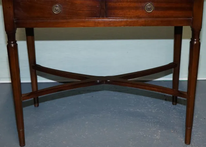 Pamono Vintage Strongbow Game Writing Desk with Pull Out Tray with Leather Inlay Outlet