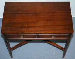 Pamono Vintage Strongbow Game Writing Desk with Pull Out Tray with Leather Inlay Outlet