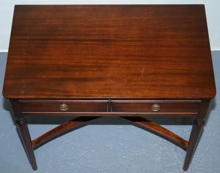 Pamono Vintage Strongbow Game Writing Desk with Pull Out Tray with Leather Inlay Outlet