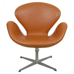 Pamono Vintage Swan Chair in Cognac Leather by Arne Jacobsen for Fritz Hansen, 1960s Best