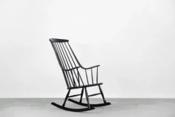 Pamono Vintage Swedish Wooden Black Grandessa Rocking Chair by Lena Larsson for Nesto, 1960s Clearance