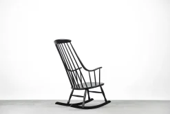 Pamono Vintage Swedish Wooden Black Grandessa Rocking Chair by Lena Larsson for Nesto, 1960s Clearance