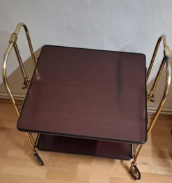 Pamono Vintage Tea Trolley with Metal Frame with Wheels and Formica Floors with Mahogany Veneer on the Back, 1970s Online