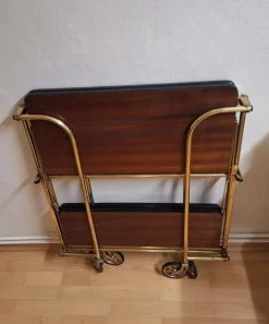 Pamono Vintage Tea Trolley with Metal Frame with Wheels and Formica Floors with Mahogany Veneer on the Back, 1970s Online