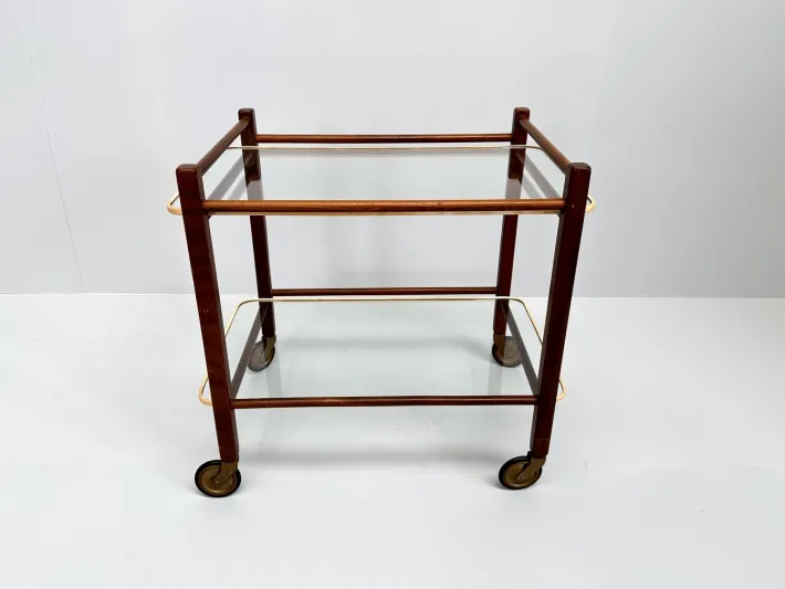 Pamono Vintage Teak Trolley with Glass Tops by Cees Braakman for Pastoe, 1950s Discount