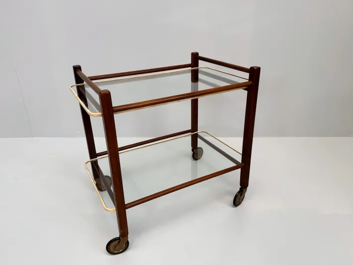 Pamono Vintage Teak Trolley with Glass Tops by Cees Braakman for Pastoe, 1950s Discount