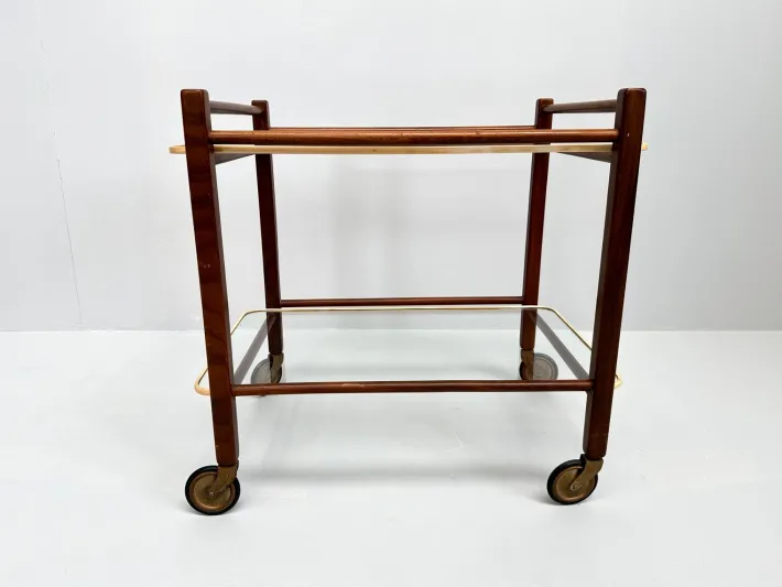 Pamono Vintage Teak Trolley with Glass Tops by Cees Braakman for Pastoe, 1950s Discount