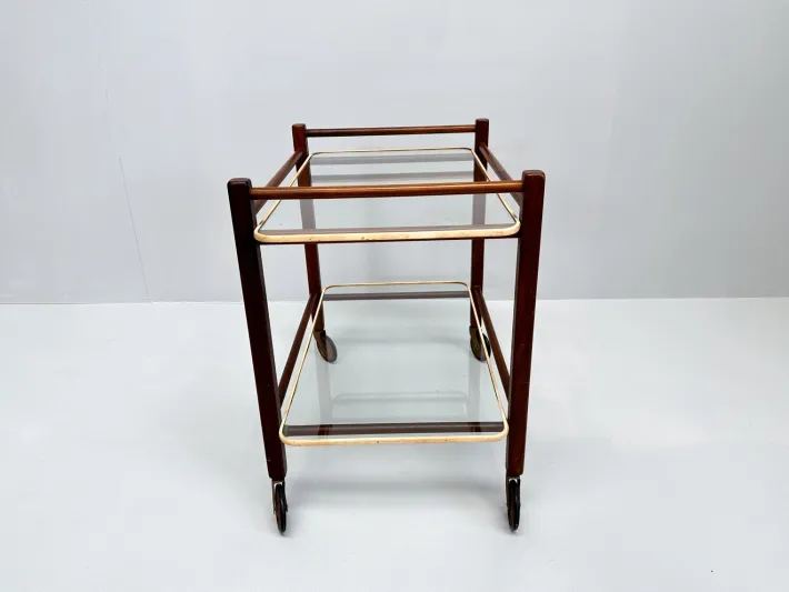 Pamono Vintage Teak Trolley with Glass Tops by Cees Braakman for Pastoe, 1950s Discount