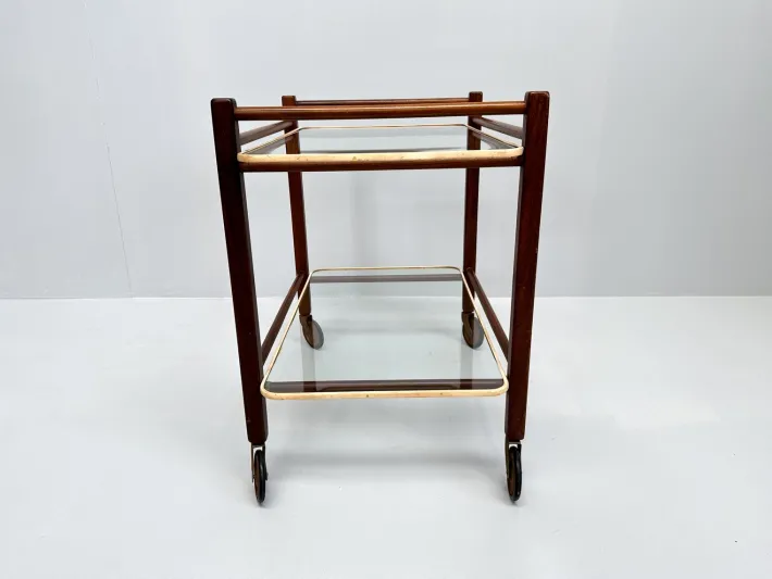 Pamono Vintage Teak Trolley with Glass Tops by Cees Braakman for Pastoe, 1950s Discount
