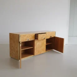 Pamono Vintage Three-Door Sideboard in Burr Wood from Mario Sabot, 1972 Outlet