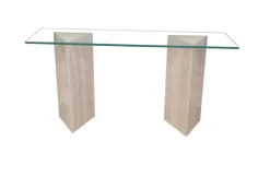 Pamono Vintage Tría Console Table in Italian Travertine and Marble by Joaquín Moll for Meddel, 1999