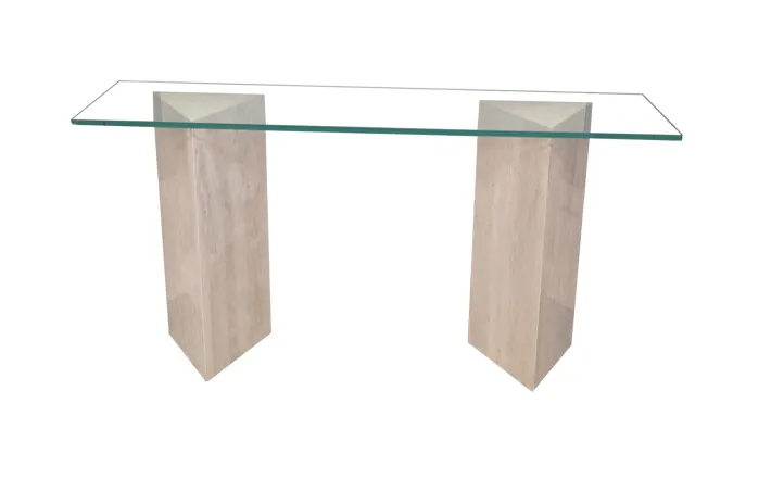 Pamono Vintage Tría Console Table in Italian Travertine and Marble by Joaquín Moll for Meddel, 1999