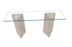 Pamono Vintage Tría Console Table in Italian Travertine and Marble by Joaquín Moll for Meddel, 1999